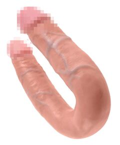 Двусторонний дилдо среднего размера телесный King Cock U-Shaped Medium Double Trouble Flesh 
