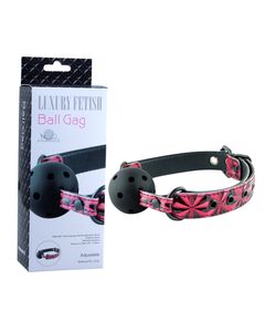 Чёрный кляп-шар на красных ремешках Ball Gag Luxury 