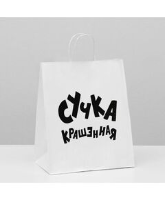Пакет подарочный с приколами, крафт «Крашенная», белый, 24 х 10,5 х 30 см 