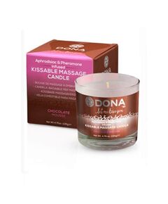 Вкусовая массажная свеча с феромонами и ароматом "Шоколадный мусс" DONA Kissable Massage Can 