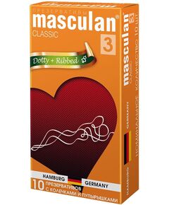 Презервативы с колечками и пупырышками Masculan 3 Classic, 10 шт 