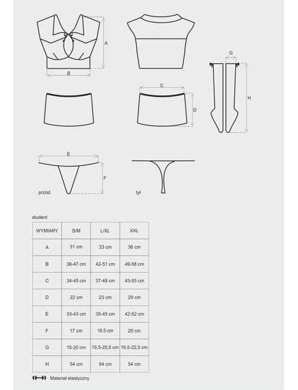 Ролевой костюм студентки "STUDENT" L/XL, Выберите размер : L/XL , изображение 3