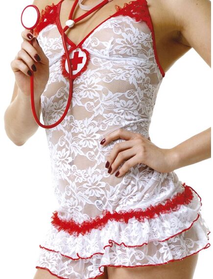 Костюм Медсестры кружевной S/M, Выберите размер : S/M , изображение 2