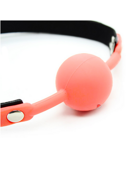 Кляп силиконовый розовый с черным ремешком , изображение 2