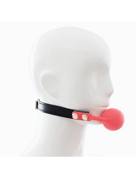 Кляп силиконовый розовый с черным ремешком , изображение 3