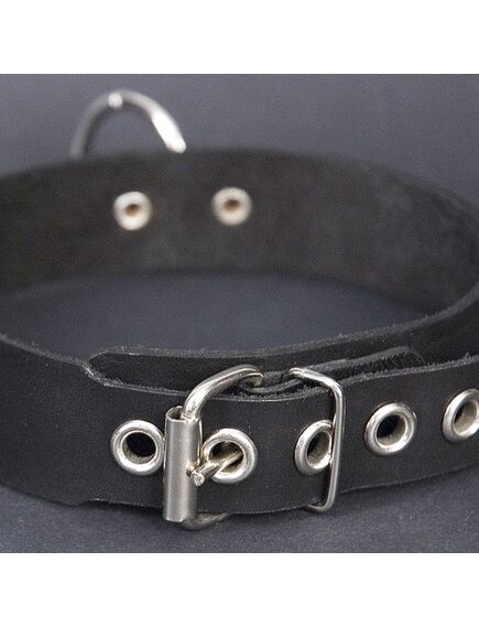 Женский не подшитый ошейник с кольцом, кожа , изображение 2