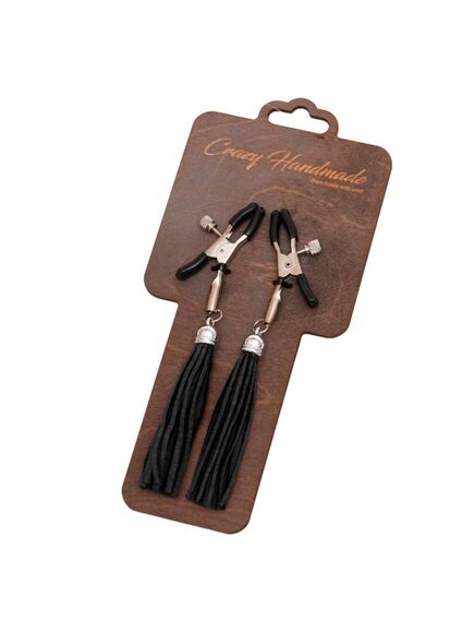 Зажимы на соски прищепки с кисточками из замши (Черный) 