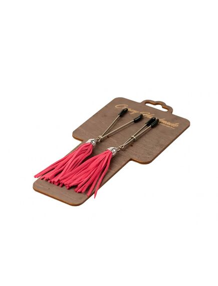 Зажимы на соски вилки с кисточками из замши (Фуксия) 