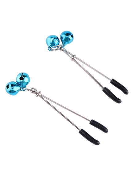 Зажимы на соски с голубым колокольчиком 