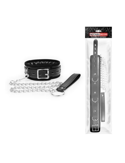 Ошейник с поводком на цепи черный , изображение 2