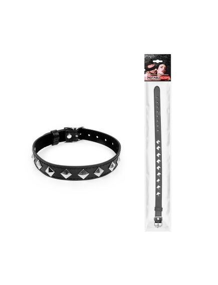 Ошейник черный с металлическими вставками , изображение 2