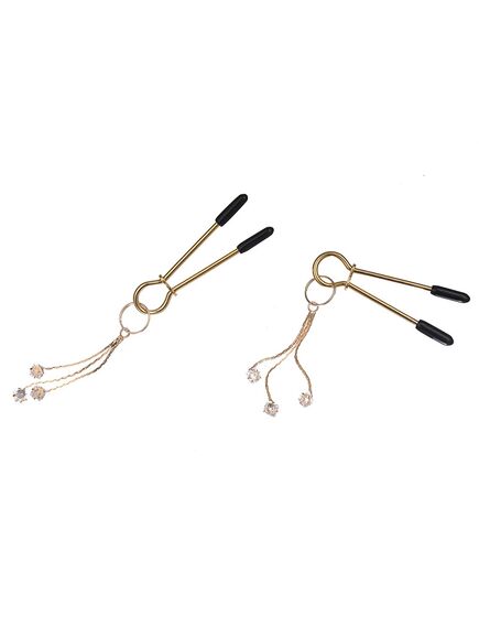 Зажимы на соски золотого цвета с "бриллиантиками" , изображение 2