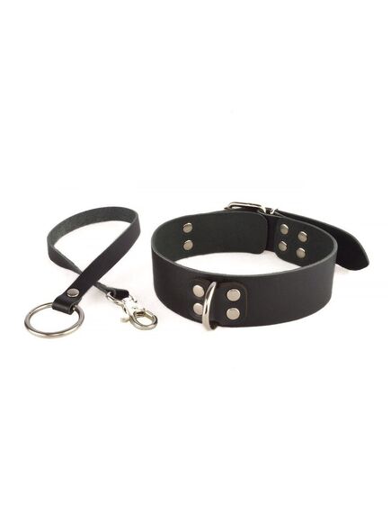Ошейник черный из натуральной кожи "Новичок" 