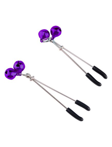 Зажимы на соски с фиолетовым колокольчиком 