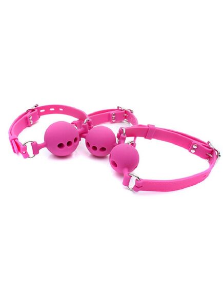 Кляп силиконовый розовый с отверстиями для дыхания S , изображение 2