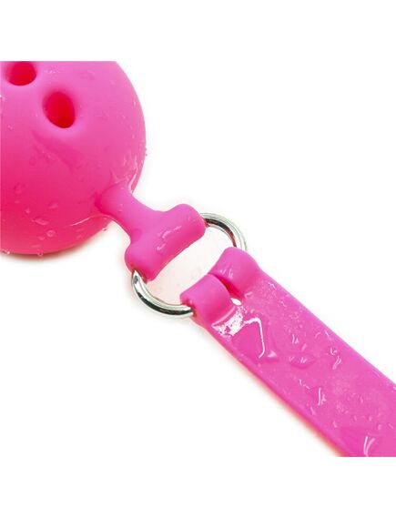 Кляп силиконовый розовый с отверстиями для дыхания S , изображение 3