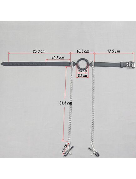 Кляп кольцо с зажимами на соски , изображение 5