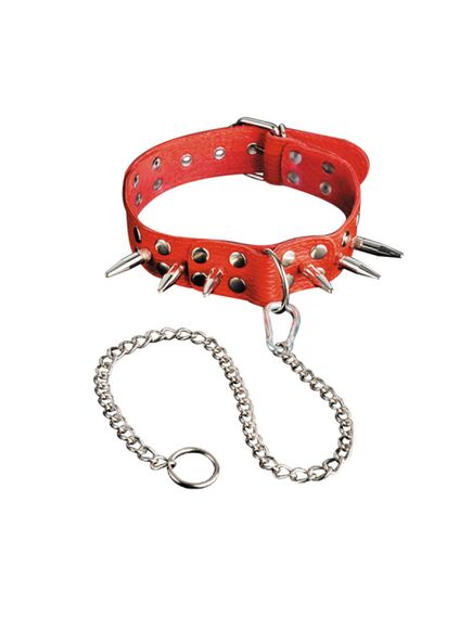 Ошейник с шипами и поводком 