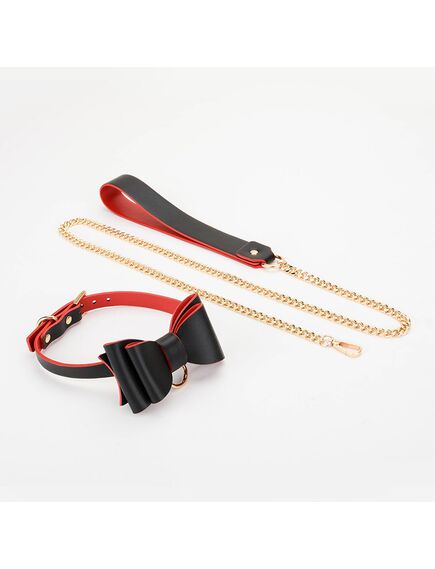 Ошейник с бантиком и поводком 