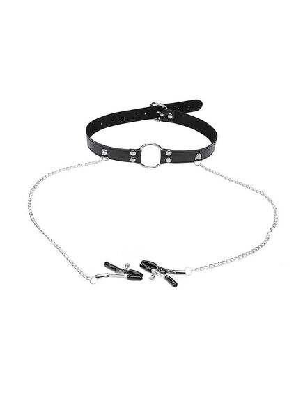 Кляп-кольцо с зажимами на соски , изображение 3