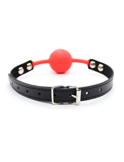 Кляп силиконовый красный с черным ремешком , изображение 2