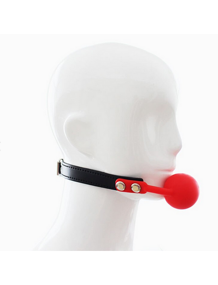 Кляп силиконовый красный с черным ремешком , изображение 4