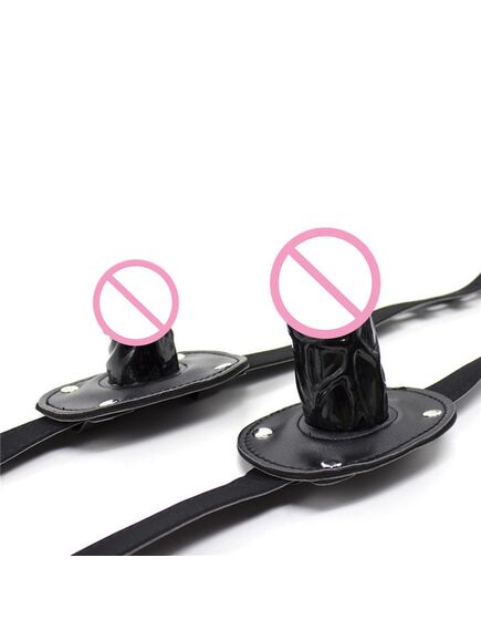 Кляп силиконовый с вставкой в форме члена 