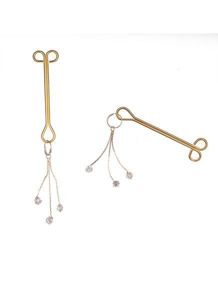 Зажимы на соски золотого цвета с "бриллиантиками" 