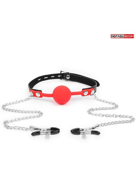 Кляп-шар с зажимами на соски , изображение 2