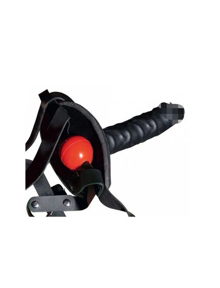 Маска с кляпом и фаллоимитатором "Zado", черный , изображение 2