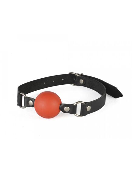 Кляп-шар красный с черными ремешками 