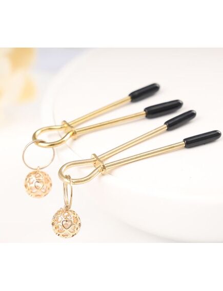 Зажимы на соски золотые с бусинками , изображение 6