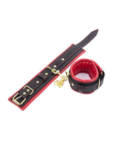 Мягкий БДСМ набор 4 предмета (ошейник, поводок, наручники, оковы) , изображение 3