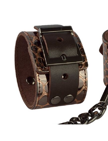 Наручники кожаные, коричневые , изображение 2