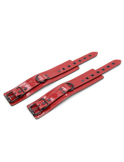 Красные лакированные наручники с карабином , изображение 2