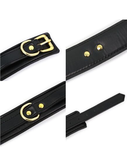 Черные наручники с позолоченной фурнитурой , изображение 2