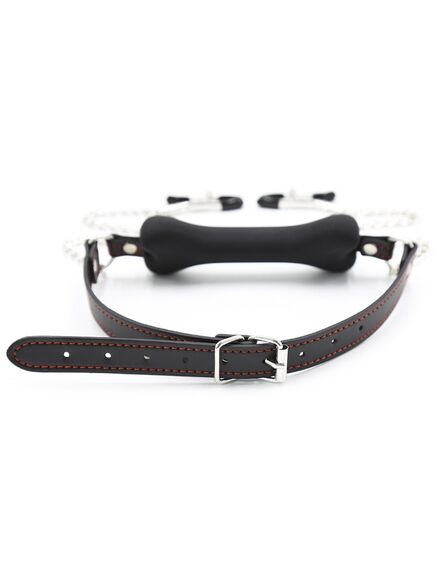 Кляп-кость с зажимами на соски , изображение 2