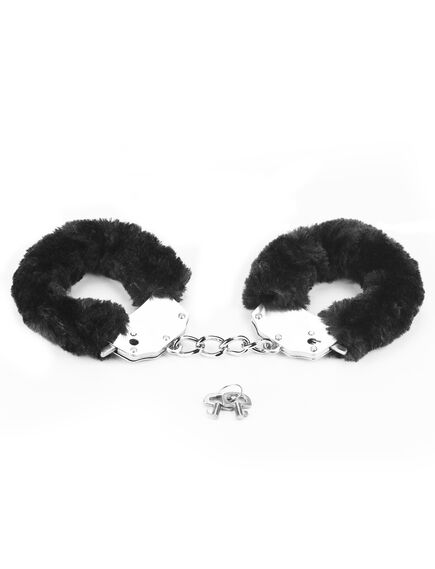 Металлические наручники с черным пушком 