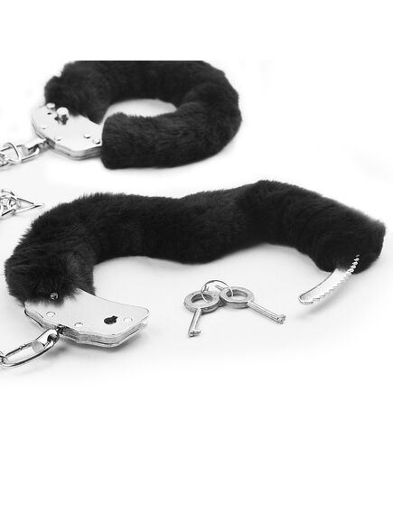 Металлические наручники для ног с черным пушком , изображение 3
