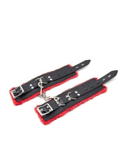 Оковы на ноги черно-красные с мехом , изображение 4