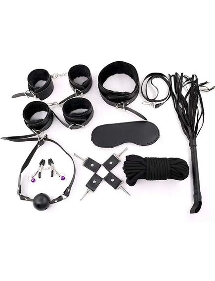 БДСМ набор 10 предметов черный с мехом 