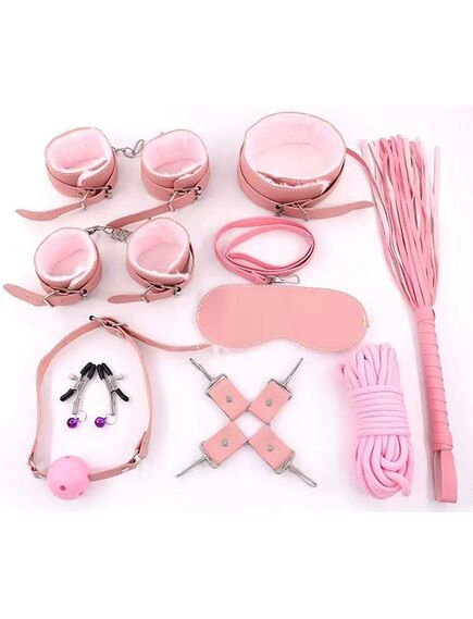 БДСМ набор 10 предметов, розовый с мехом 