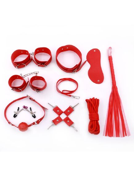 БДСМ набор 10 предметов, красный однослойный 