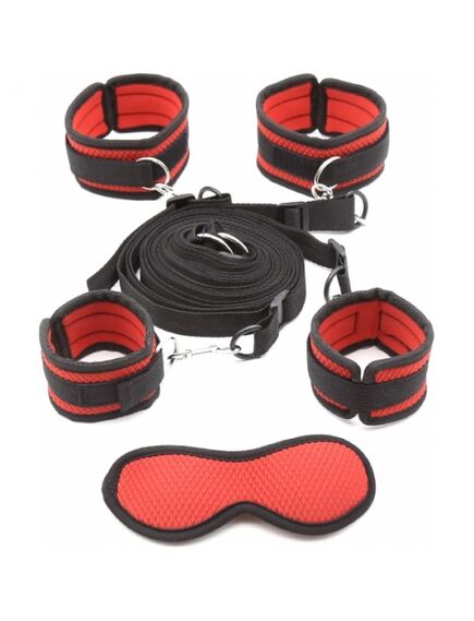 Фиксация на кровать с маской для глаз, черно-красная , изображение 2