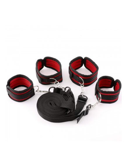 Фиксация на кровать с маской для глаз, черно-красная , изображение 3