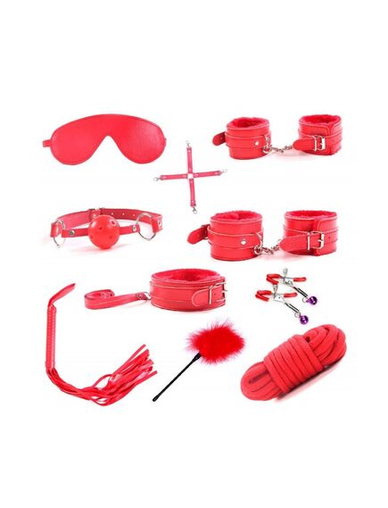 БДСМ набор 10 предметов, красный 