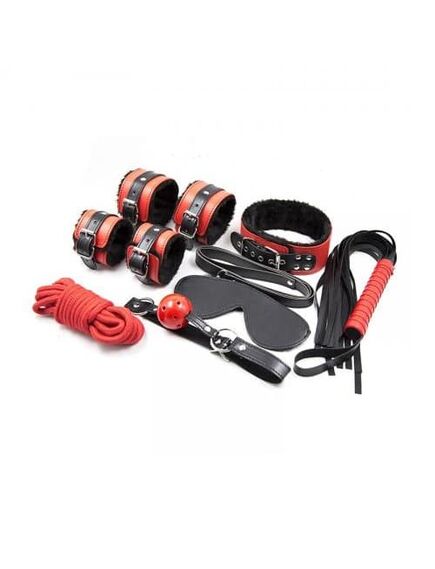 БДСМ набор 7 предметов черно-красный 