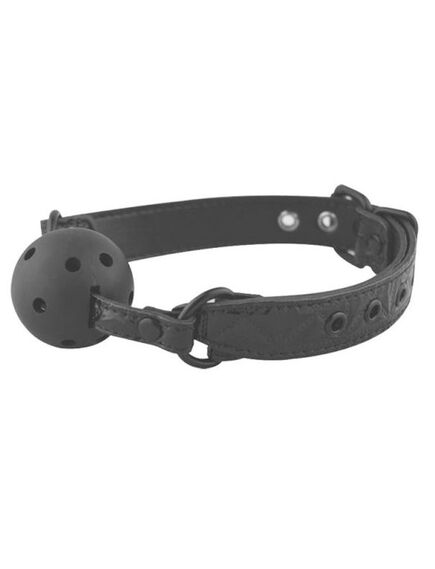 Чёрный кляп-шар на чёрных ремешках Ball Gag Luxury 