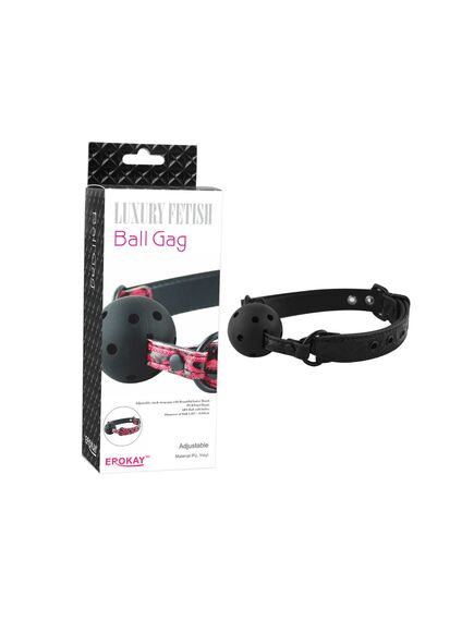 Чёрный кляп-шар на чёрных ремешках Ball Gag Luxury , изображение 2