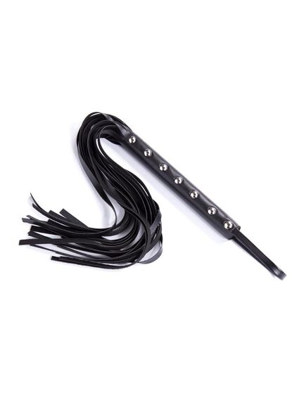 Черная плеть с металлическими вставками , изображение 2